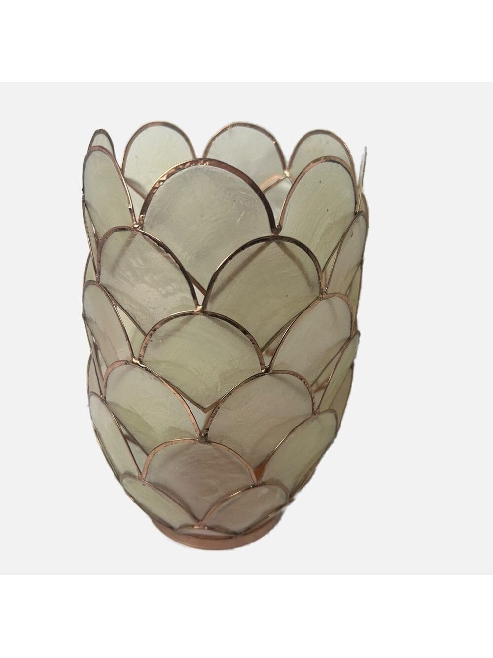 Anthropologie Candle Capiz Shell Illumination Holder Scalloped Gold Tone Edge